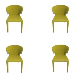 4er-Set Stuhl Hola Außen Leder 13X267 Grau Innen Stoff 13K550 Gelb Grün