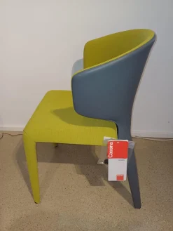 4er-Set Stuhl Hola Außen Leder 13X267 Grau Innen Stoff 13K550 Gelb Grün