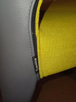 4er-Set Stuhl Hola Außen Leder 13X267 Grau Innen Stoff 13K550 Gelb Grün