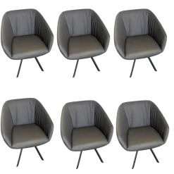 6er-Set Stuhl 18hundert Leder Colorado 756 Anthrazit Gestell Schwarzgrau