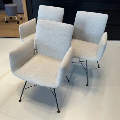 3er-Set Stuhl Jalis Stoff 8081 Muschel Grau Gestell Schwarz