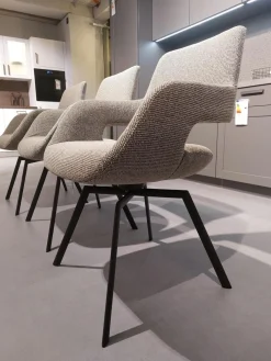 3er-Set Stuhl July Stoff Freiburg Stone Beige Grau Gestell Metall Anthrazit Pulverbeschichtet