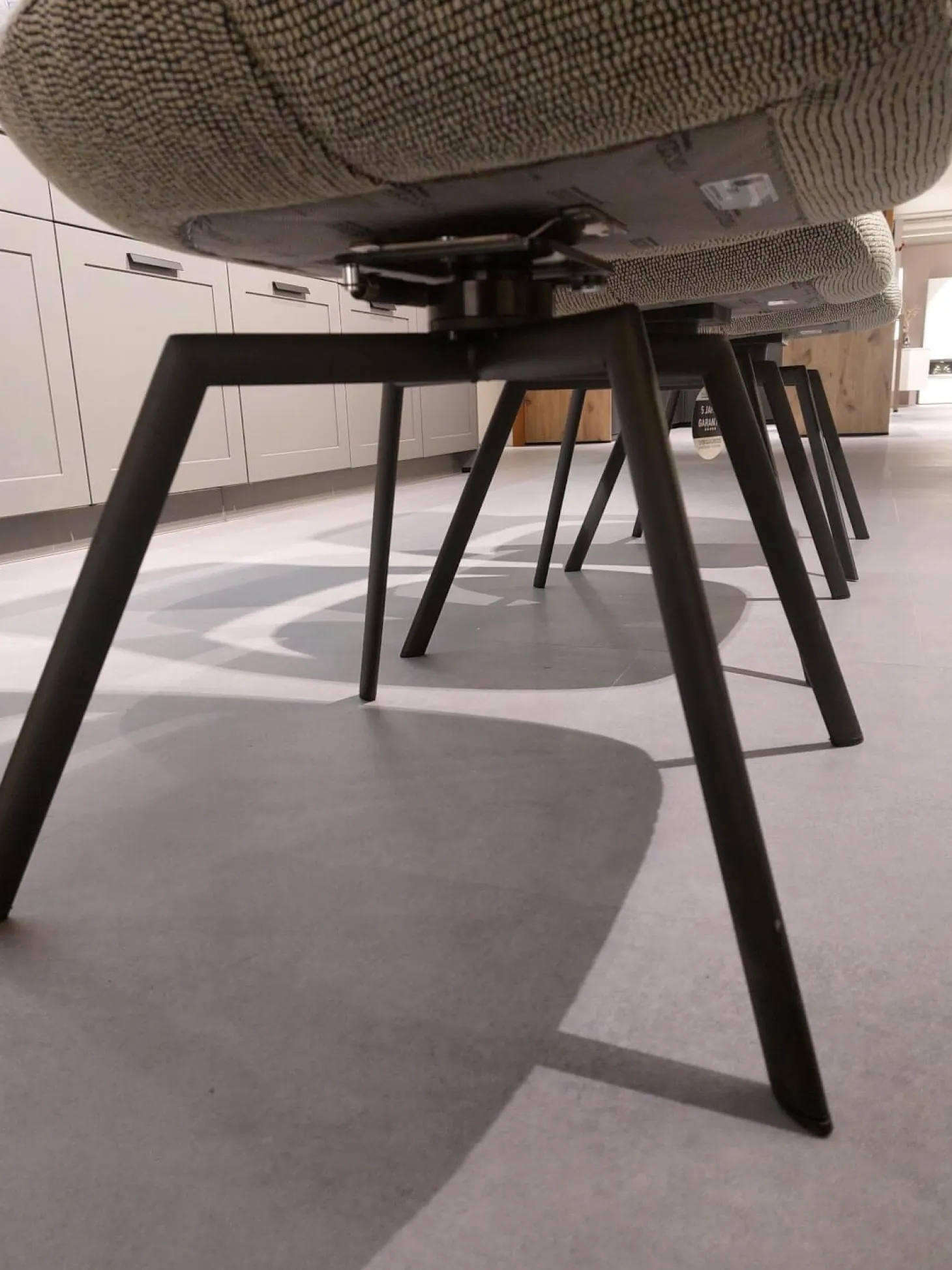 3er-Set Stuhl July Stoff Freiburg Stone Beige Grau Gestell Metall Anthrazit Pulverbeschichtet