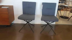 2er-Set Stuhl Koa WK 703 Stoff JAB W1 Woolen Grau Kreuzfuß Puverbeschichtet Schwarz