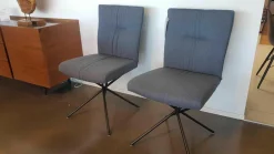2er-Set Stuhl Koa WK 703 Stoff JAB W1 Woolen Grau Kreuzfuß Puverbeschichtet Schwarz