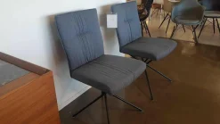 2er-Set Stuhl Koa WK 703 Stoff JAB W1 Woolen Grau Kreuzfuß Puverbeschichtet Schwarz