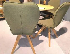 4er-Set Stuhl Linea Dining Trend Time Stoff Malera L Olive Grün Gestell Wildeiche Geölt Fest