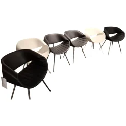 6er-Set Stuhl Little Perillo Leder Premium Schwarz Kunststoff Weiß