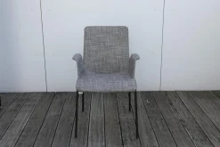 2er-Set Stuhl Liz Mit Und Ohne Armlehne Stoff TAO 7734 Grau Gestell Stahl Pulverbeschichtet