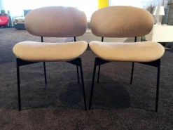 2er-Set Stuhl Luz Stoff Sahara Beige ohne Armlehne Gestell Schwarz