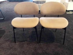 2er-Set Stuhl Luz Stoff Sahara Beige ohne Armlehne Gestell Schwarz