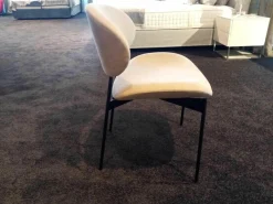 2er-Set Stuhl Luz Stoff Sahara Beige ohne Armlehne Gestell Schwarz