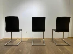 3er-Set Stuhl Lynn B106 Leder Donna Mokka 5000 Braun Gestell Edelstahl