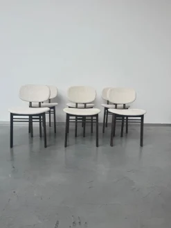 6er-Set Stuhl Med Stoff G Moss 04 R648 Beige Gestell Nussbaum Dunkel Gebeizt