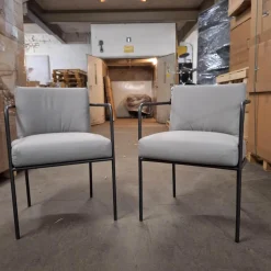 8er-Set Stuhl Mine Café Stoff Ginostra 94 Grau Geflecht PVC Schwarz Rahmen Edelstahl Gunmeta Schwarz