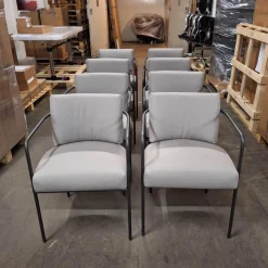 8er-Set Stuhl Mine Café Stoff Ginostra 94 Grau Geflecht PVC Schwarz Rahmen Edelstahl Gunmeta Schwarz