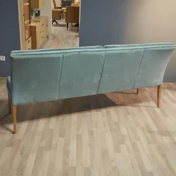 2er-Set Stuhl Mit Bank Stoff Trivisio Lugano Skyblue Gestell Eiche Bianco Geölt