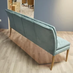 2er-Set Stuhl Mit Bank Stoff Trivisio Lugano Skyblue Gestell Eiche Bianco Geölt