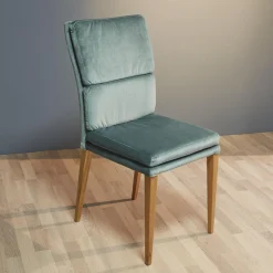 2er-Set Stuhl Mit Bank Stoff Trivisio Lugano Skyblue Gestell Eiche Bianco Geölt