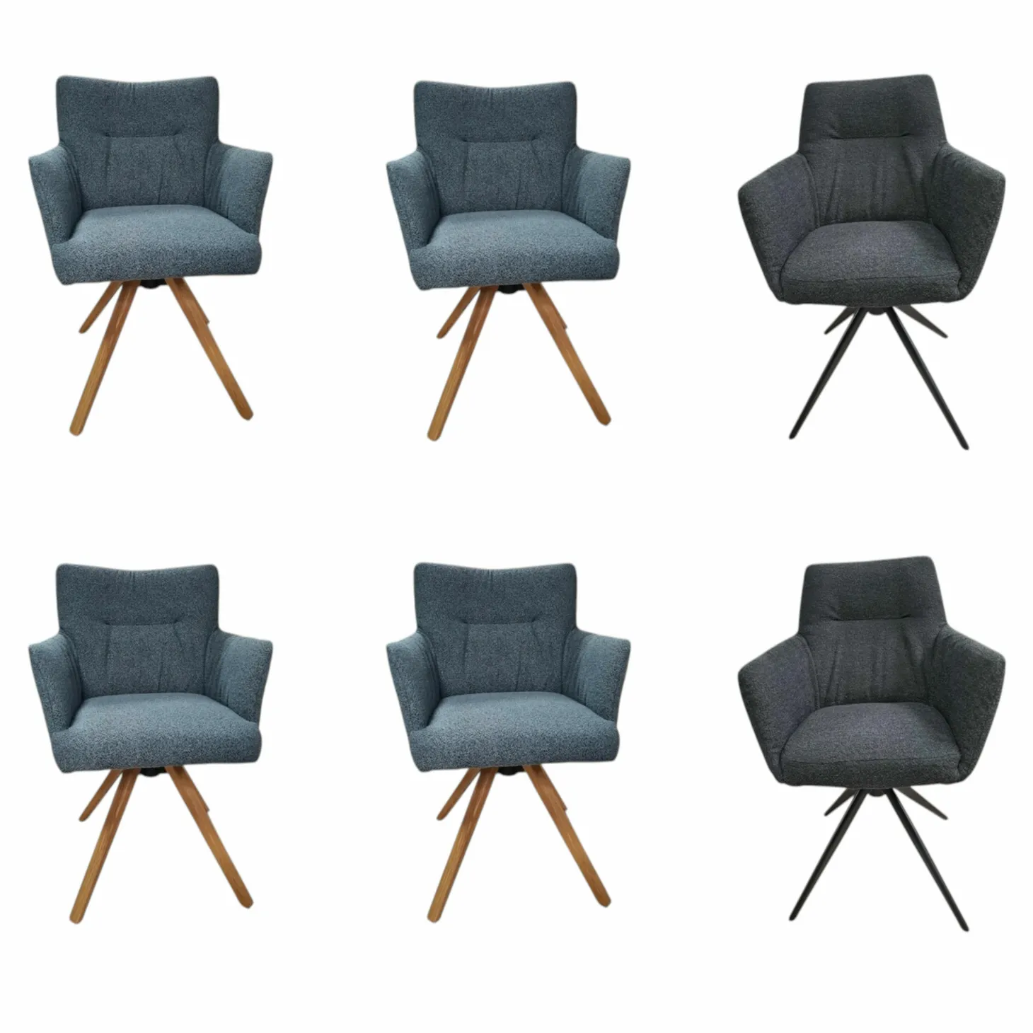 6er-Set Stuhl Nashville Stoff Alpine Denim Alpine Onyx Blau