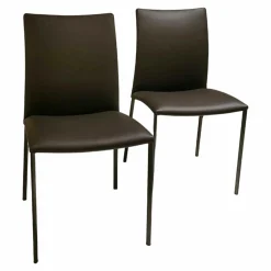 2er-Set Stuhl Nobile Soft Leder 740013 Dunkelbraun Gestell Dunkelbronze