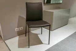 2er-Set Stuhl Nobile Soft Leder 740013 Dunkelbraun Gestell Dunkelbronze