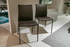 2er-Set Stuhl Nobile Soft Leder 740013 Dunkelbraun Gestell Dunkelbronze