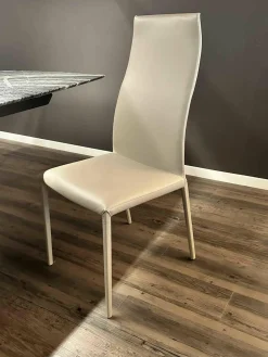 4er-Set Stuhl Norma Couture H Beige 951 Castoro mit Leder bezogen