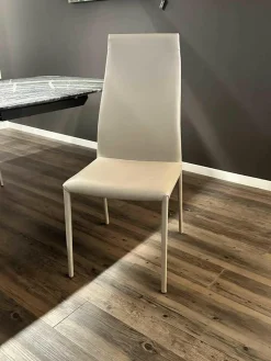 4er-Set Stuhl Norma Couture H Beige 951 Castoro mit Leder bezogen