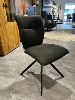 4er-Set Stuhl Nottingham Stoff Microfaser Aberdeen Anthrazit Stativ Gestell Eisen Schwarz