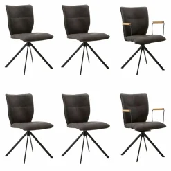 6er-Set Stuhl Nottingham Stoff Aberdeen Anthrazit Gestell Eisen Schwarz