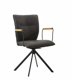 6er-Set Stuhl Nottingham Stoff Aberdeen Anthrazit Gestell Eisen Schwarz