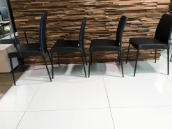 6er-Set Stuhl Perla Leder Celia Nero