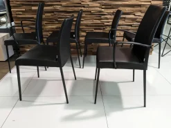 6er-Set Stuhl Perla Leder Celia Nero