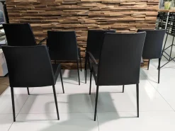 6er-Set Stuhl Perla Leder Celia Nero