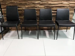 6er-Set Stuhl Perla Leder Celia Nero