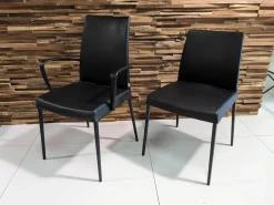 6er-Set Stuhl Perla Leder Celia Nero