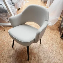 6er-Set Stuhl Saarinen Kollektion Relax Bezug Stoff Dream 201DR Ivory Creme Stuhlbeine Eiche Ebenholz Gebeizt