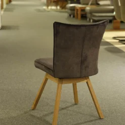 4er-Set Stuhl Sion Stoff Vintage Veloursoptik Anthrazit Gestell Eiche Massiv Lackiert