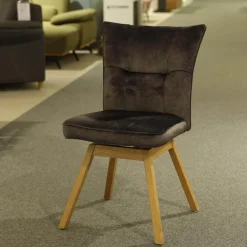 4er-Set Stuhl Sion Stoff Vintage Veloursoptik Anthrazit Gestell Eiche Massiv Lackiert