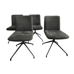 4er-Set Stuhl Soft D4 Leder Nabuk 28 Nero B2 Eisen Lackiert Irondest