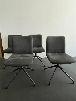 4er-Set Stuhl Soft D4 Leder Nabuk 28 Nero B2 Eisen Lackiert Irondest