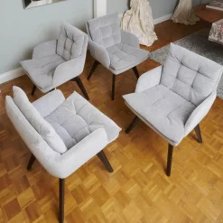 4er-Set Stuhl Soulmade Dining Stoff Tommy 1783-180 Grau Gestell Eiche Wengefarbig