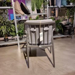 4er-Set Stuhl Vanda Stoff Seidengrau Gestell Aluminium Anthrazit