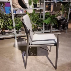 4er-Set Stuhl Vanda Stoff Seidengrau Gestell Aluminium Anthrazit