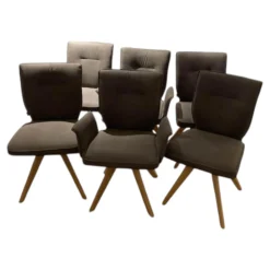 6er-Set Stuhl Westmore Stoff Texel Schlamm Braun Grau