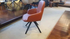 4er-Set STU-VF 671 Leder Medium Kupferbraun Gestell Eiche Gebeizt Schwarz