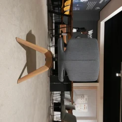 2er-Set Suhl Aye Asdoa Stoff Canvas Hellblau Gestell Eiche Weißöl ohne Armlehnen