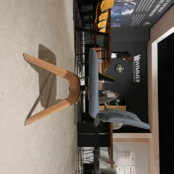 2er-Set Suhl Aye Asdoa Stoff Canvas Hellblau Gestell Eiche Weißöl ohne Armlehnen