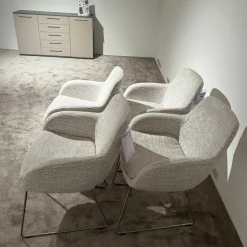 6er-Set Tavia Schalensessel Stoff JAB 16070 Grau Kufengestell Edelstahl